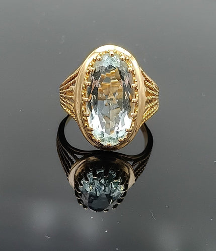 Bague 59 Bague années 50 en or 18K et aigue-marine 58 Facettes SADD/57/2