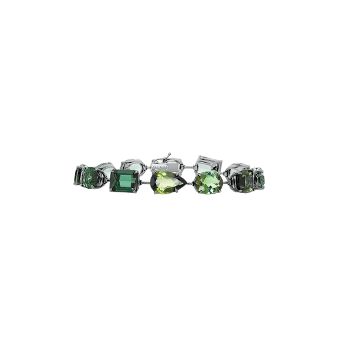 Bracelet SAUER Héritage - Bracelet Love Wins en or noirci, tourmalines et prasiolites 58 Facettes Lt