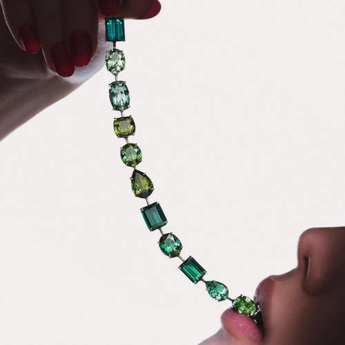Bracelet SAUER Héritage - Bracelet Love Wins en or noirci, tourmalines et prasiolites 58 Facettes Lt