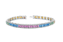Bracelet Rainbows - Bracelet en platine, saphirs multicolores et diamants 58 Facettes Rai