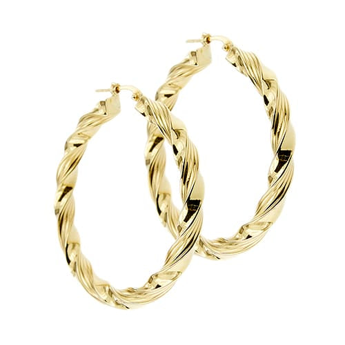 Boucles d'oreilles Boucles d'oreilles créoles torsadées en or jaune 58 Facettes 38737