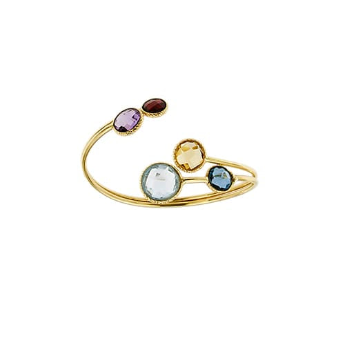 Bracelet Bracelet rigide contrarié en or jaune et pierres précieuses 58 Facettes 41831