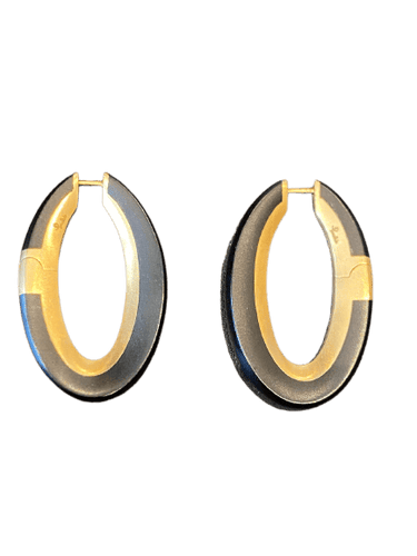 Pomellato - Boucles d'oreilles créoles en or 750 et jais