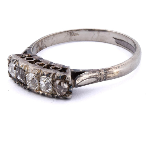 Bague 54 Bague ancienne en or blanc 18 ct et diamants 58 Facettes AN675 (0039)
