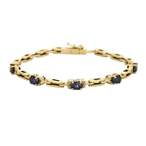 Bracelet Bracelet ligne en or jaune 18K, saphirs et diamants 58 Facettes B250440