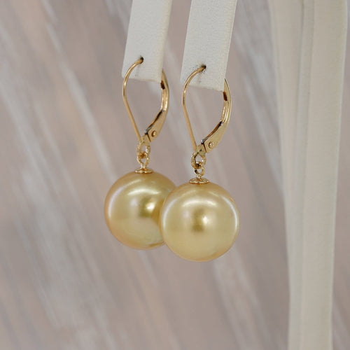 Boucles d'oreilles Boucles d'oreilles en or jaune 585 et perles des mers du Sud 58 Facettes E027