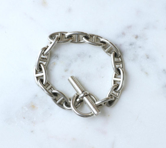 Bracelet Hermès Chaîne d'Ancre - Bracelet en argent 13 maillons 22 cm 58 Facettes