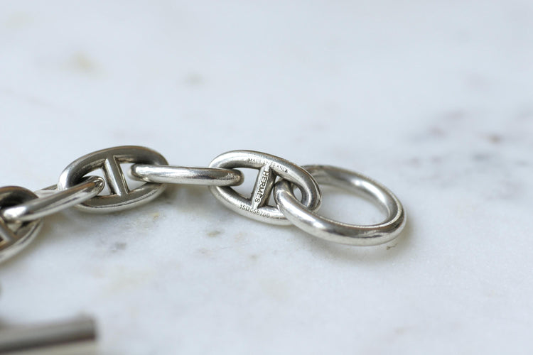 Bracelet Hermès Chaîne d'Ancre - Bracelet en argent 13 maillons 22 cm 58 Facettes