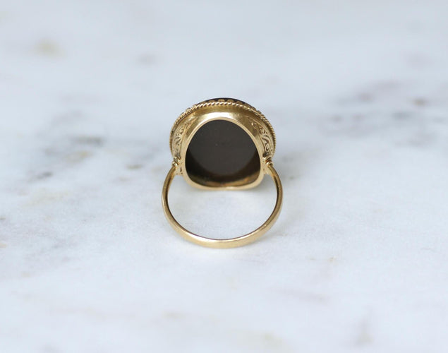 Bague 59 Bague ancienne intaille jaspe Cupidon et Psyché en or jaune 58 Facettes