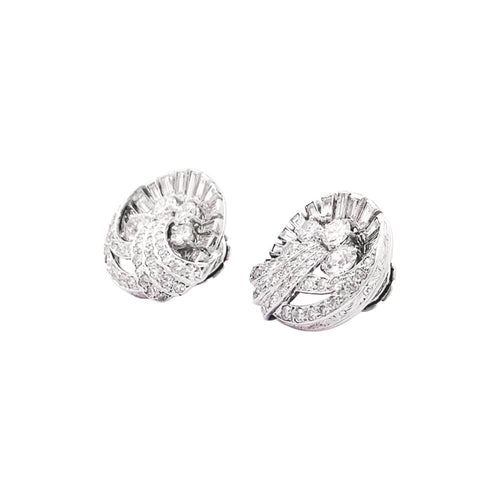 Boucles d'oreilles Boucles d'oreilles vintage en platine, or blanc et diamants 58 Facettes 35674