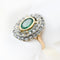 Bague 54 Bague en or 18 kt et argent, émeraude et diamants taille rose 58 Facettes 23170