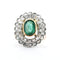 Bague 54 Bague en or 18 kt et argent, émeraude et diamants taille rose 58 Facettes 23170