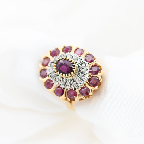 Bague 55 Bague vintage en or 18 ct, argent, rubis et diamants 58 Facettes 23176