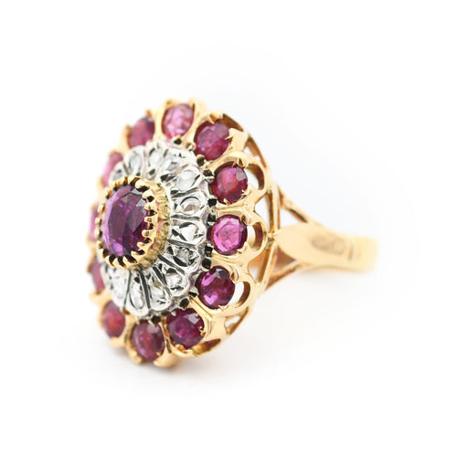 Bague 55 Bague vintage en or 18 ct, argent, rubis et diamants 58 Facettes 23176