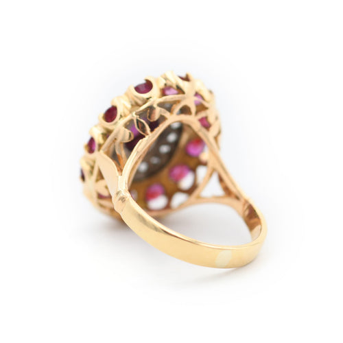 Bague 55 Bague vintage en or 18 ct, argent, rubis et diamants 58 Facettes 23176