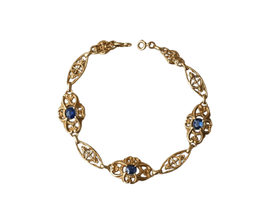 Bracelet Belle Époque - Bracelet guirlande en or jaune et saphirs 58 Facettes