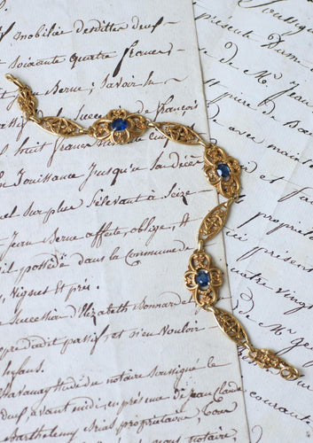 Bracelet Belle Époque - Bracelet guirlande en or jaune et saphirs 58 Facettes