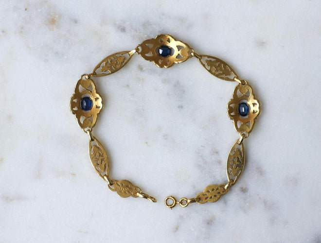 Bracelet Belle Époque - Bracelet guirlande en or jaune et saphirs 58 Facettes