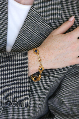 Bracelet Belle Époque - Bracelet guirlande en or jaune et saphirs 58 Facettes