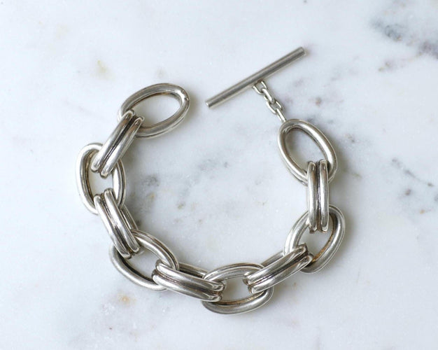 Bracelet Bracelet Gourmette Ovale Articulé Argent Massif Années 70 58 Facettes