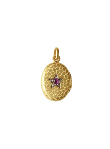 Pendentif Pendentif médaillon étoile en or jaune, rubis, saphir et diamants 58 Facettes