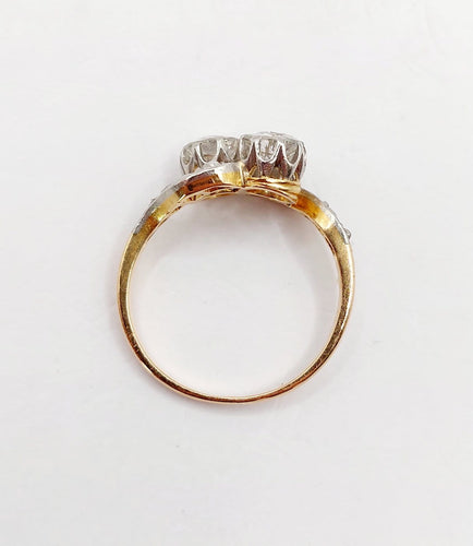Bague 51.5 Bague toi et moi antique en or 18k, platine et diamants 58 Facettes A07306