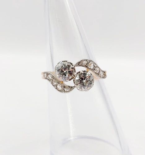 Bague 51.5 Bague toi et moi antique en or 18k, platine et diamants 58 Facettes A07306