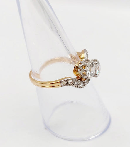 Bague 51.5 Bague toi et moi antique en or 18k, platine et diamants 58 Facettes A07306