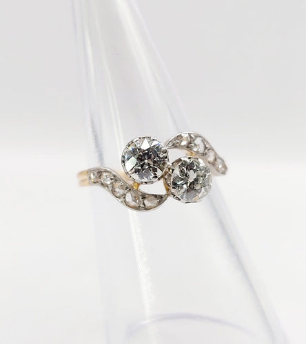Bague 51.5 Bague toi et moi antique en or 18k, platine et diamants 58 Facettes A07306