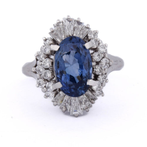 Bague 55 Bague vintage en platine avec saphir et diamants 58 Facettes AN580 '(00029)