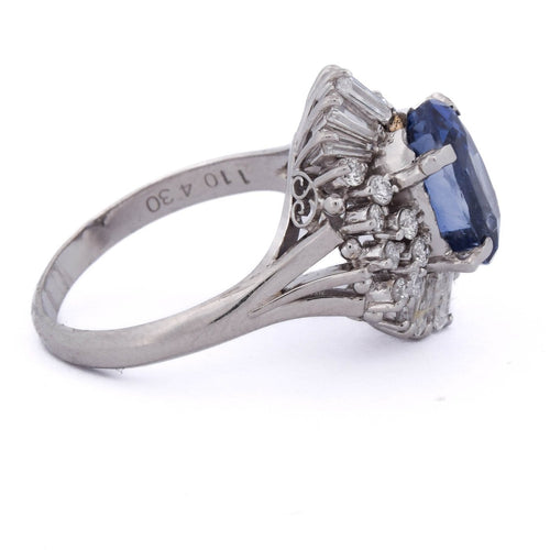 Bague 55 Bague vintage en platine avec saphir et diamants 58 Facettes AN580 '(00029)