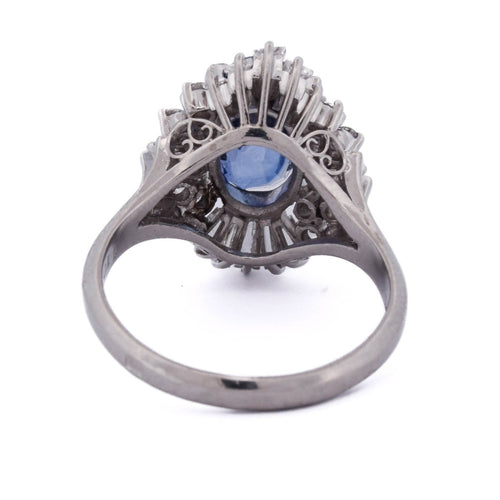 Bague 55 Bague vintage en platine avec saphir et diamants 58 Facettes AN580 '(00029)