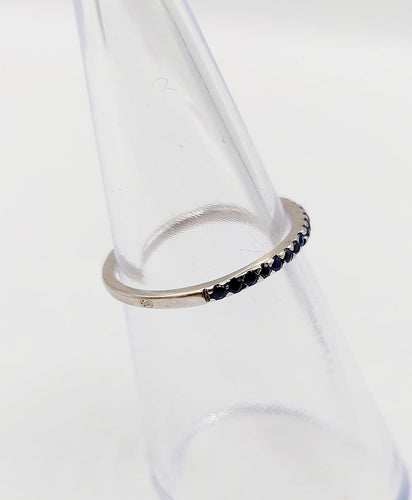 Bague 49.5 Demi-alliance vintage - Bague en or blanc 18K et saphirs bleus 58 Facettes A07412