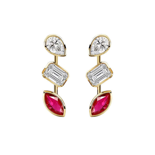 Boucles d'oreilles Snowflake - Boucles d'oreilles en or blanc 18K, diamants et saphirs 58 Facettes GER1031YG