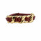 Chanel - Bracelet gourmette en métal doré et cuir rouge bordeaux