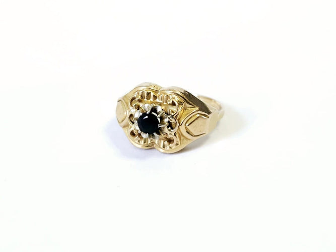 Bague 56 Bague Tank en or jaune 18 carats et saphir 58 Facettes NIM20260219 - 125