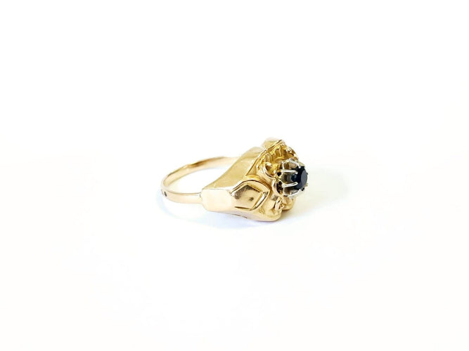 Bague 56 Bague Tank en or jaune 18 carats et saphir 58 Facettes NIM20260219 - 125