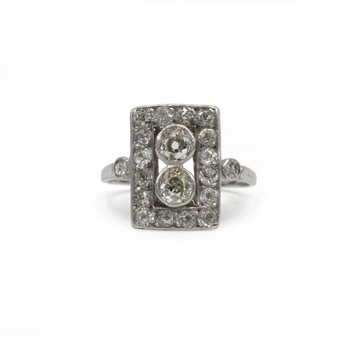 Bague 57 Art déco - Bague en or blanc et diamants 58 Facettes 260033SP