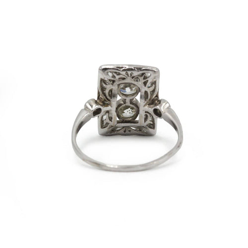 Bague 57 Art déco - Bague en or blanc et diamants 58 Facettes 260033SP