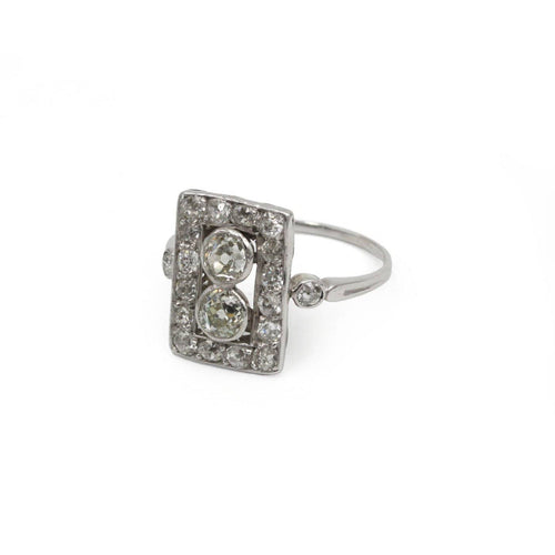 Bague 57 Art déco - Bague en or blanc et diamants 58 Facettes 260033SP