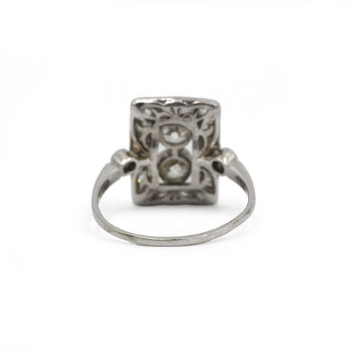 Bague 57 Art déco - Bague en or blanc et diamants 58 Facettes 260033SP