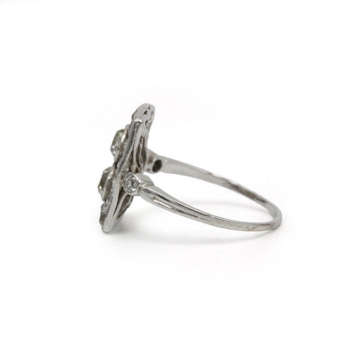 Bague 57 Art déco - Bague en or blanc et diamants 58 Facettes 260033SP