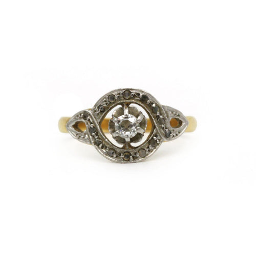 Bague 51 Bague en or jaune, platine et diamants 58 Facettes 260037SP