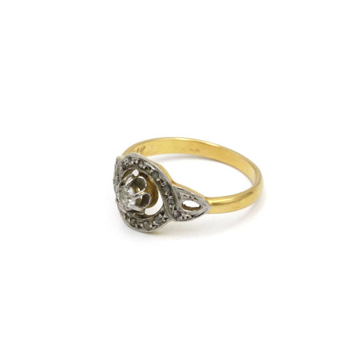 Bague 51 Bague en or jaune, platine et diamants 58 Facettes 260037SP