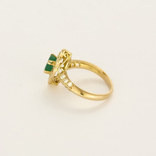 Bague 48 Bague marguerite en or jaune 18K, émeraude et diamants 58 Facettes B260207