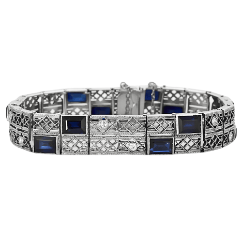 Bracelet Bracelet articulé en or blanc, diamants et saphirs de synthèse 58 Facettes B260353