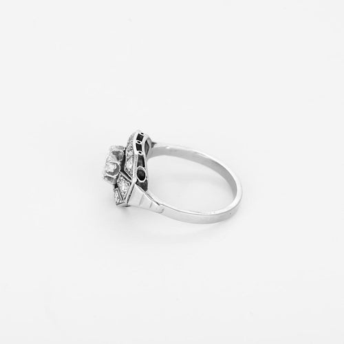 Bague 53 Bague rétro en or gris 18K et diamants 58 Facettes B260342
