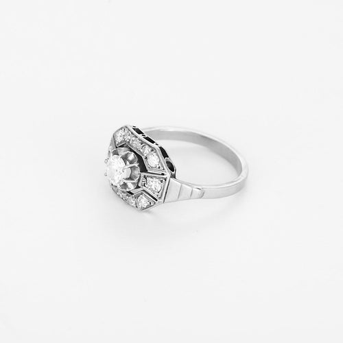 Bague 53 Bague rétro en or gris 18K et diamants 58 Facettes B260342