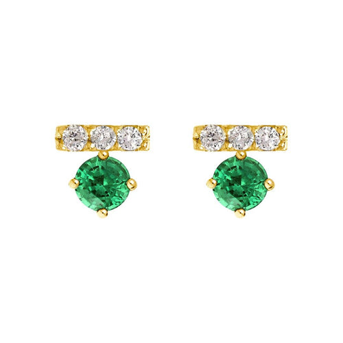 Boucles d'oreilles AITCHES Single Tulip - Boucles d'oreilles en or 18 carats, émeraudes et diamants 58 Facettes GER1015GN