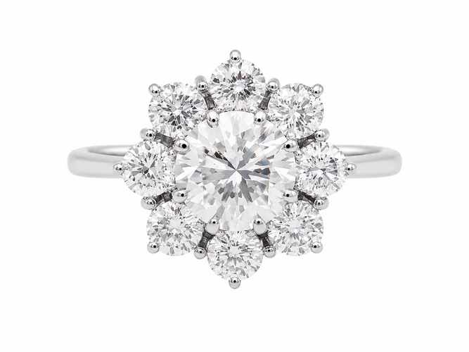 Bague 54 Bague marguerite ancienne en or blanc et diamants 58 Facettes 33796